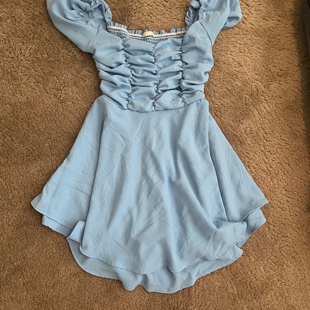 Altar'd State Blue Asymmetrical Ruched Sundress